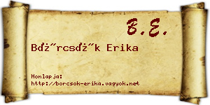 Börcsök Erika névjegykártya